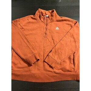 Reebok Rust Orange Quarter-Zip Cowl Neck Pullover